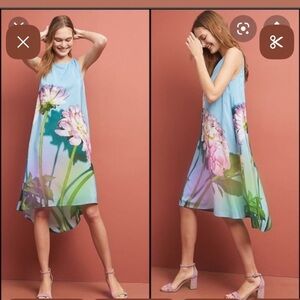 Anthropologie silk lotus Dress small